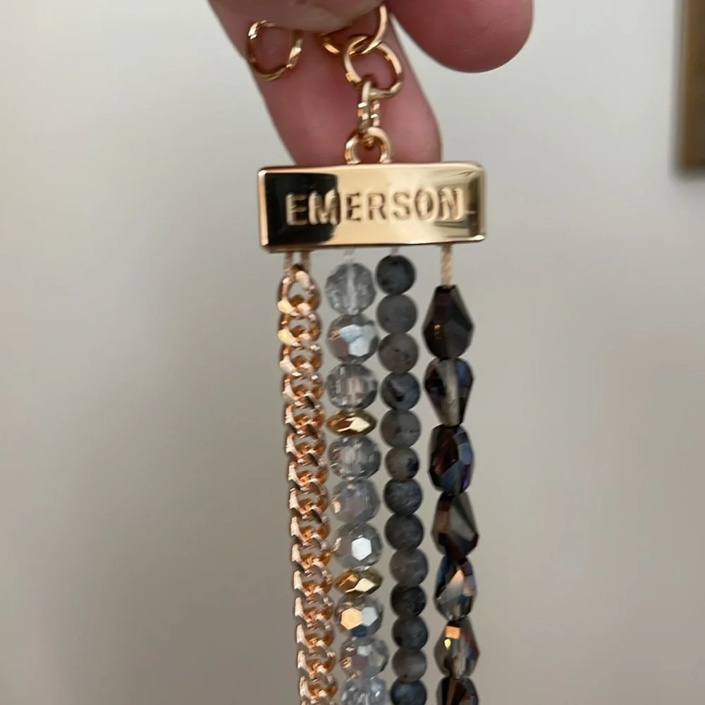 Victoria Emerson Stacked Bracelet with One Clasp Crystal, Stone & Chain - Picture 7 of 16